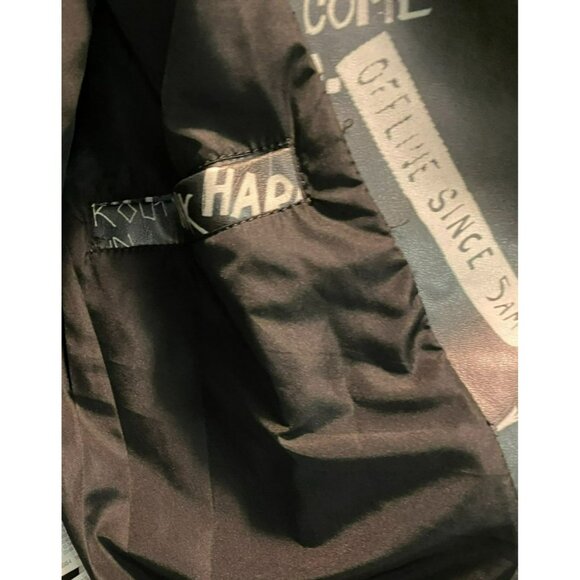Rare ZARA Womens XL Black Faux Leather Graphic Graffiti Biker Jacket with Zipper - Picture 9 of 11